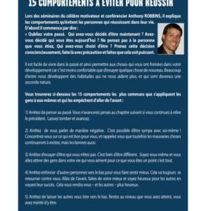 15 comportements a éviter pour réussir selon Anthony Robbins