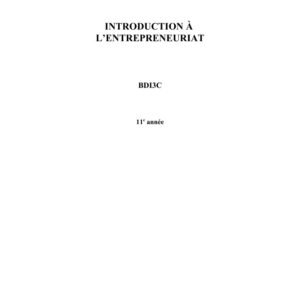 Introduction a l'entrepreneuriat